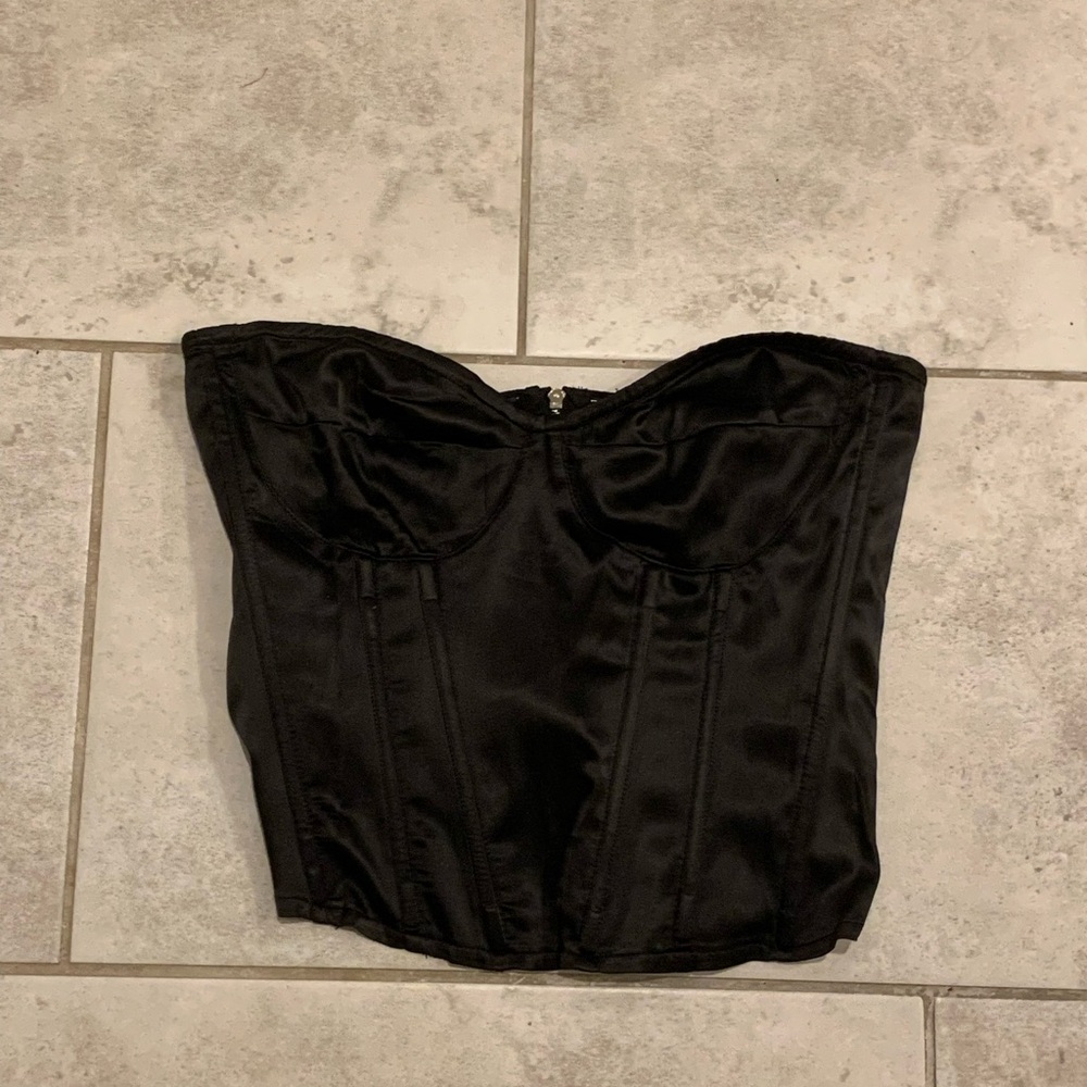 Black Satin Corset Top
